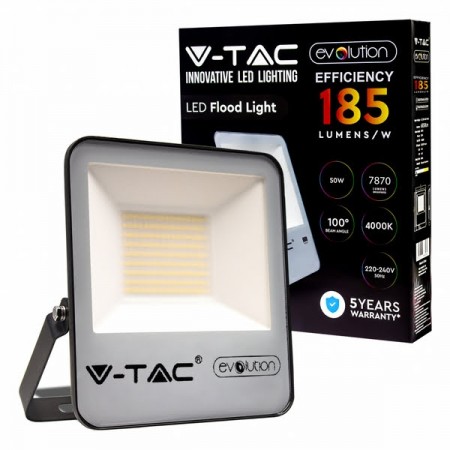 V-Tac Evolution VT-50185 Faro LED da Esterno Nero 50W 157 Lm/W - SKU 20451 | 20452