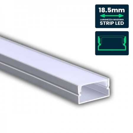 V-Tac VT-8202 Profilo in Alluminio Piatto L. 2mt. per Strisce Led - SKU 23174