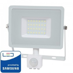 V-Tac Pro VT-30-S Faro LED Chip Samsung 30W Bianco con Sensore di Movimento e Crepuscolare - SKU 457 | 458 | 459